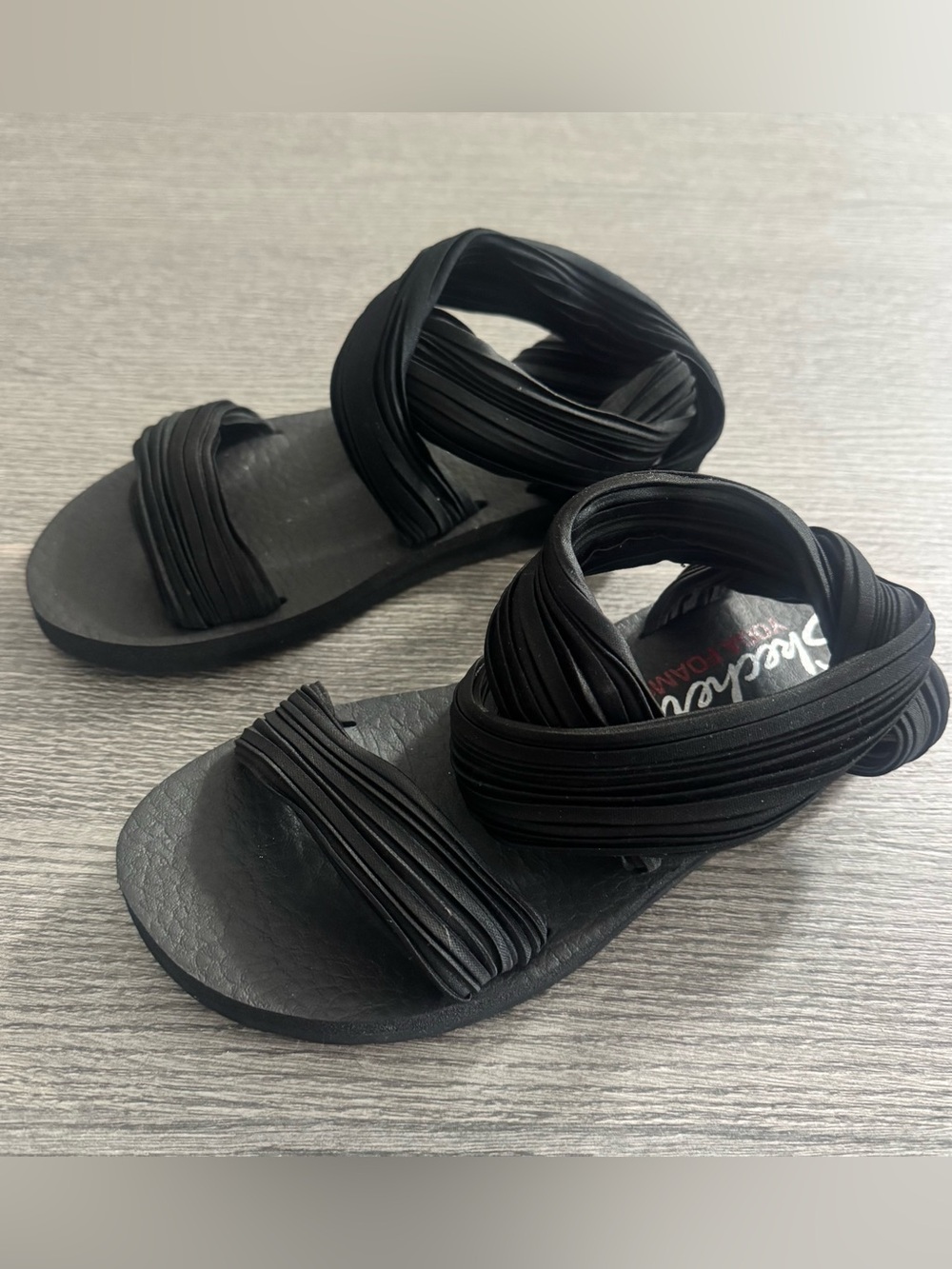 Skechers Cali Still Sky Sandals Yoga Foam Stretch Black Womens Size 7 - Picture 3 of 9